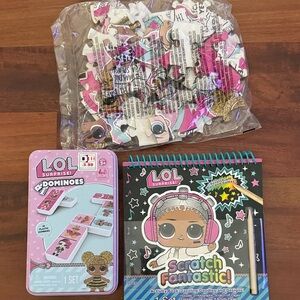 L.O.L. Surprise! Puzzle, Dominoes, and Scratch Fantastic Set - Pink, Gold, Black